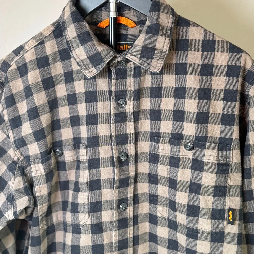 Walls Black Tan Buffalo Plaid Stretch Flannel Button Up Shirt Size L